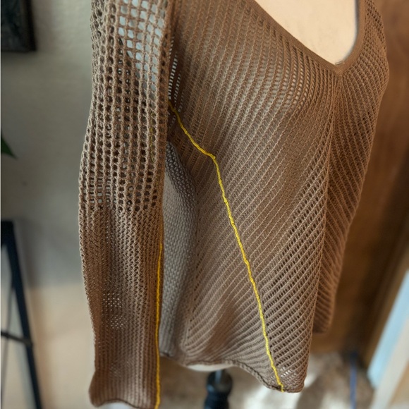 Brown Knit V-Neck Sweater - Picture 2 of 12